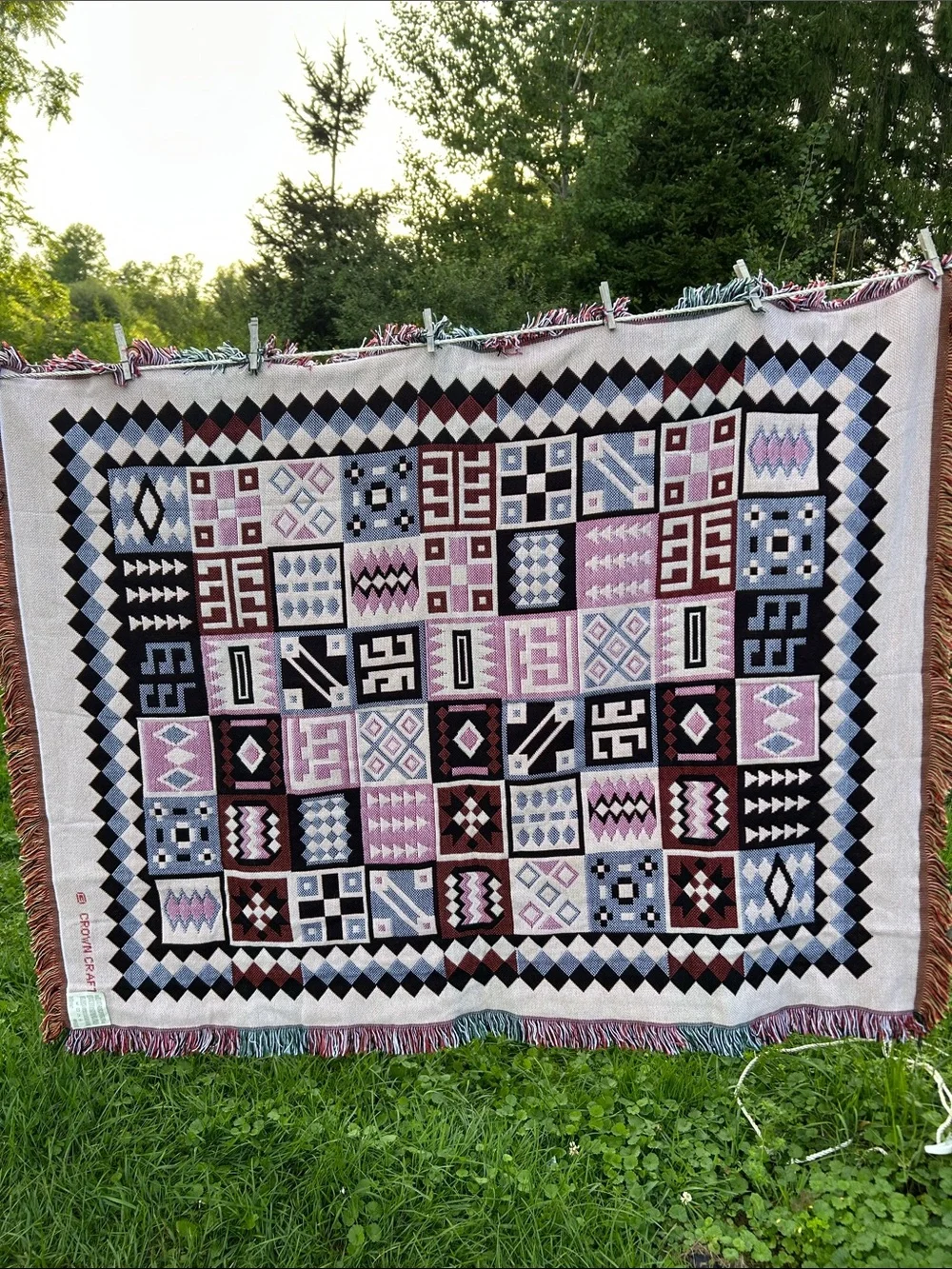 Crown Crafts Woven Throw American Indian & Quilt Motifs